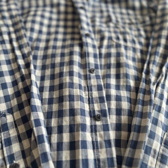 Gap Blue Checkered Gingham Long Sleeve Casual Button Down Mens Shirt sz L - Picture 5 of 6